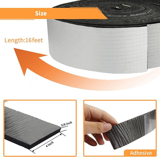 DOBTIM Foam Foil Pipe Insulation Wrap, Reflective Foil Insulation Tape Self Adhesive with High Resilience for Pipe Insulation Wrap 16 Ft Long x 4 Inch Wide x 3/8 Inch Thick