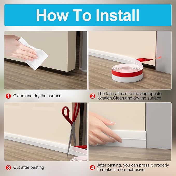 New Thickened Upgraded 2Inch (W) x 10FT(L) Door Weather Stripping, Extra Thick 1mm Door Draft Stopper Silicone Seal Strip, Draft Seal Tape for Doors Windows and Shower Glass Gap