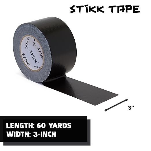 STIKK Duct Tape - Black Duck Tape - 3 inch x 60 Yards - Heavy Duty Tape for Repairs, Household Projects - for Commercial HVAC and Construction - Effective Heavy Duty Waterproof Duct Tape