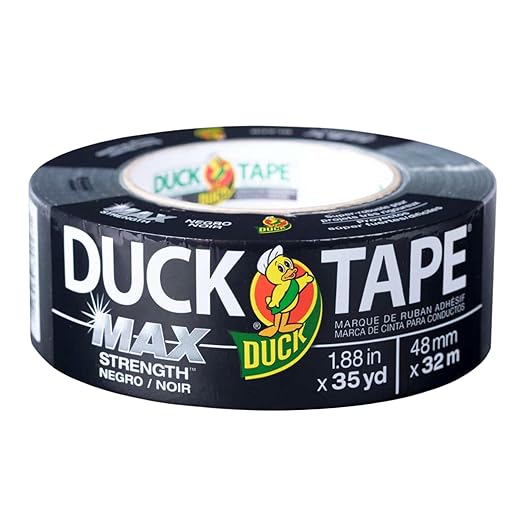 Duck Brand Max Strength Duct Tape, Black, 3 Rolls, 1.88 Inch x 35 Yards Each, 240867