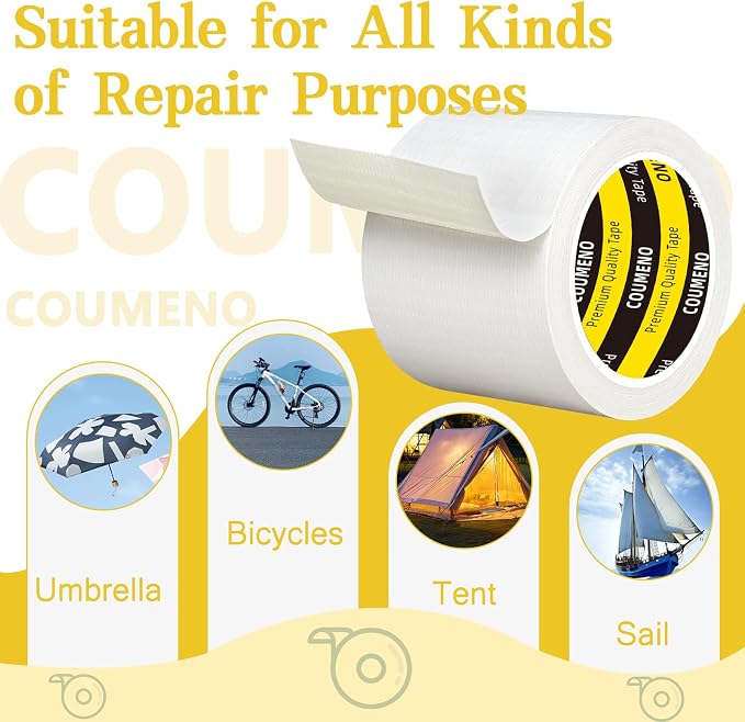 Duct Tape White, 4in x 16.4FT, Heavy Duty Industrial Grade Gaffer Tape 280μm, Waterproof Hand Tearable Repair Tape for Sealing, Bundling, Patching, Indoor & Outdoor Use