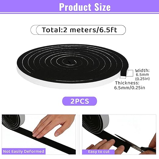 High Density Foam Tape - 1/4'' x 1/4'' x 13Ft Weatherproof Adhesive Prevent Condensation Heat Resistant Flame Retardant Weather Stripping Easy to Cut & Install & Remove for Car Doors Pipes Windows