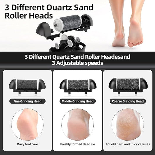 3 Different Replacement Roller Head for IWEEL/CIVYPRO/OTAZWA/ADAMPARK/ZIKILLYA/ELMCHEE/NICEBIRDIE Foot File Pedicure Tools for Feet Callus Shaver Pedicure kit for Cracked Heels and Dead Skin