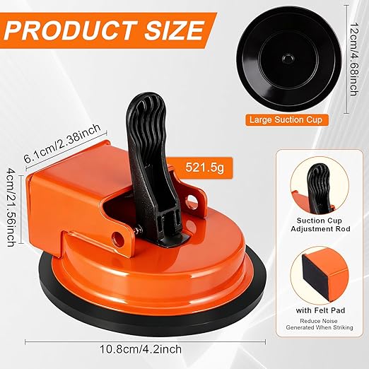 2026 New Heavy Duty Floor Gap Fixer Tool with Enhanced Vacuum Suction Cup for Laminate, Vinyl, Wood & Tile Flooring Repair - Reusable Sticky Pads, Professional Gap Fixing Kit (Orange)