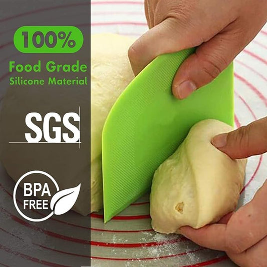 SURDOCA Dough Scraper Bench Scraper - 3P 4.7x3.7" Plastic Flexible Bowl Scraper, Sharp Edge & Angles Cake Scraper. Non-Slip Bakeware Decorating Tools Sculpting & Modeling Tools - White+Yellow+White