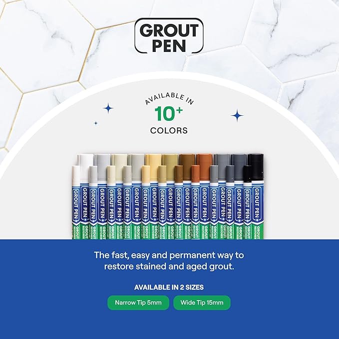 Grout Pen Ivory Tile Paint Marker: Waterproof Grout Paint, Tile Grout Colorant and Sealer Pen - Ivory, Narrow 5mm Tip (7mL)