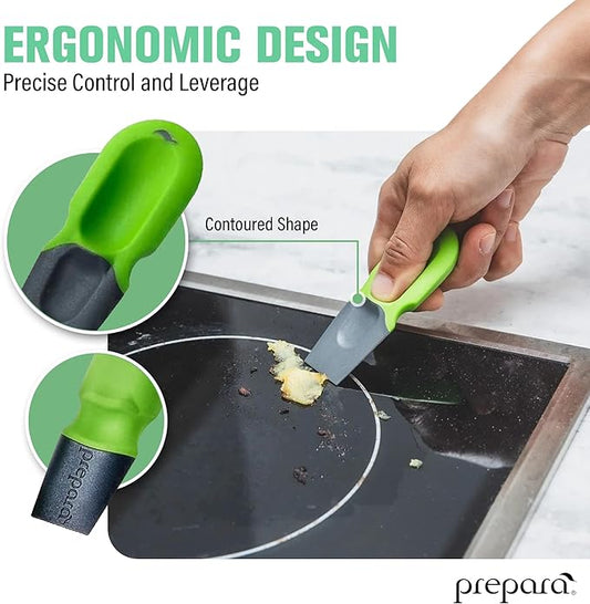 Prepara Thumb Scraper, 4-Pack - Durable Kitchen Cleaning Tools with Ergonomic Grip, BPA-Free Plastic & Nylon, Dishwasher Safe Scrapers for Removing Stuck-On Food from Pots, Pans, Surfaces