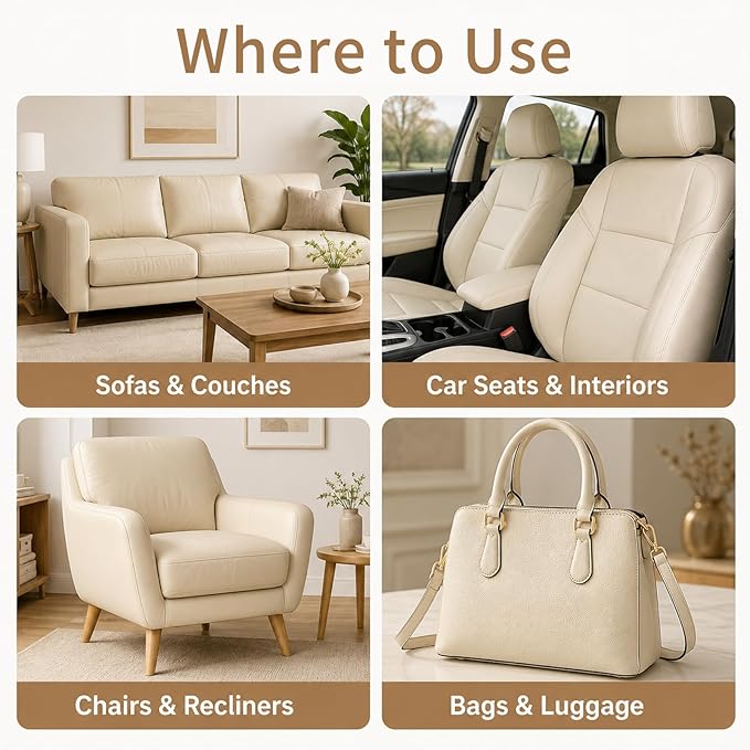 Leather Repair Patch for Couches Self-Adhesive Leather Repair Tape kit for Furniture Sofa Vinyl Car Seats Couch Chairs Shoes Down Jackets (Beige, 3.9X79 inch)