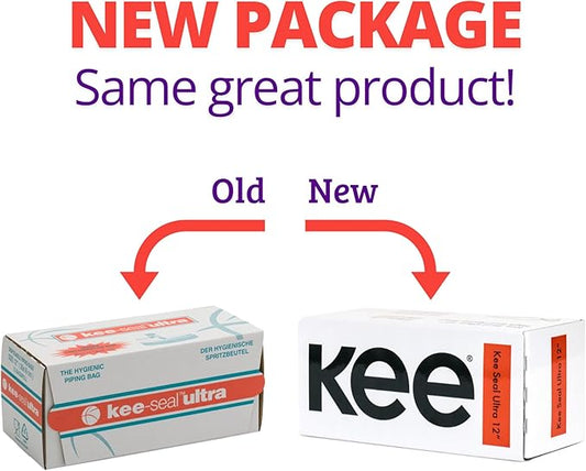 Kee Seel Ultra Disposable Pastry Bags, Piping Bag with Textured Non Slip Outer Surface, Smooth-Flow Interior, Easy Tear Perforation, Convenient Dispenser Box, 12-Inch, Clear - 72 Pack