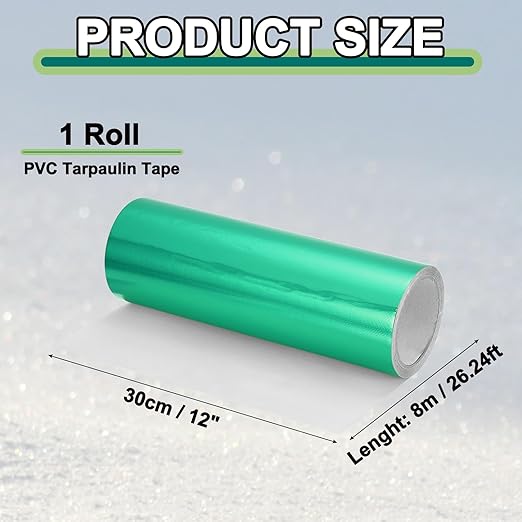 PATIKIL Awning Repair Tape 12" x 26ft Waterproof Canvas Tape High Adhesive Tear Repair Patch Kit for PVC Tarpaulin Tent Awning Fabric RV Sail Boat Cover, Green
