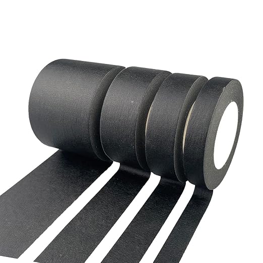 4 Rolls Black Masking Tape Multi-Size | Painters Tape (0.5 Inch, 0.7 Inch, 1 Inch and 2 Inch X 22 Yard)