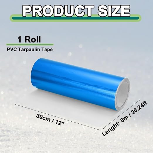 PATIKIL Awning Repair Tape 12" x 26ft Waterproof Canvas Tape High Adhesive Tear Repair Patch Kit for PVC Tarpaulin Tent Awning Fabric RV Sail Boat Cover, Blue