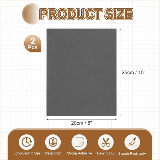 MECCANIXITY 2 Pcs Leather Repair Patch 8"x10" Self-Adhesive Leather Vinyl Repair Tape Kit for Furniture Couches Sofa Chair Car Boat Seats Jackets, Medium Gray