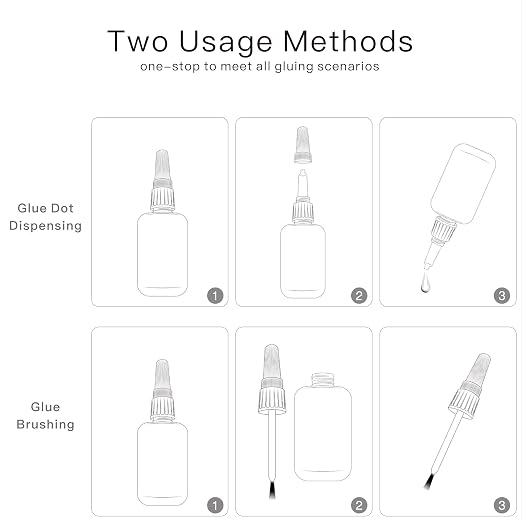 (2-in-1) Leather Glue with Brush Applicator & Nozzle,Adhesive for Purses,Sofas and Furniture,Leathercraft;InstantGlue Bonding Between Leathers,Waterproof Clear