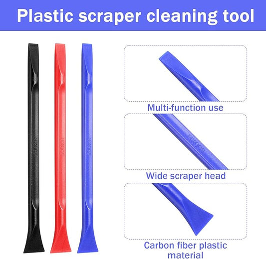 18Pcs Plastic Scrapers, Non-scratch Carbon Fiber Plastic Scraper Tools Multi-purpose Cleaning Scraper Tool Pen-Shaped Label Remover Scrapers Tools for Cleaning Small and Narrow Spaces Label Sti