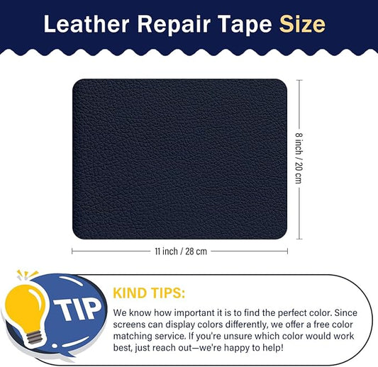 Zenyao Leather Repair Patch for Furniture - Self Adhesive Leather Repair Tape Kit, Vinyl Repair Patch, Ideal for Car Seats Couch Sofa Office Chair, 8x11 Inch, Navy Blue, 2 Pieces