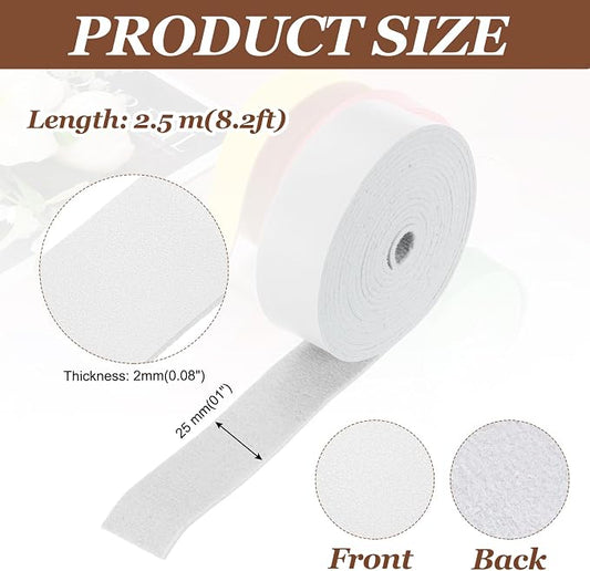 MECCANIXITY Faux Leather Strap, 1" Width x 98" Long Grained Leather Belt Strip Trim Roll for DIY Craft Projects, Pet Collars, Traction Ropes, Bag Straps, Hobby Workshop (White)