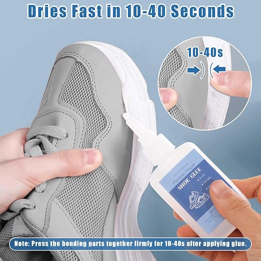 50g Shoe Glue with Nozzles, Clear Quick Dry Waterproof Shoe Repair Glue Strength Adhesive Super Glue Repair for Boots Sneakers Heels Hiking Shoes Leathers Handbags Sandals Rubber Soles