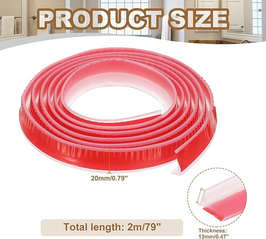 PATIKIL 79 Inch Collapsible Shower Threshold Water Dam Guard, Shower Stopper Barrier Self Adhesive Sink Splash Guard for Frameless Shower Door Bottom, Clear (0.8"Wx0.5"T)