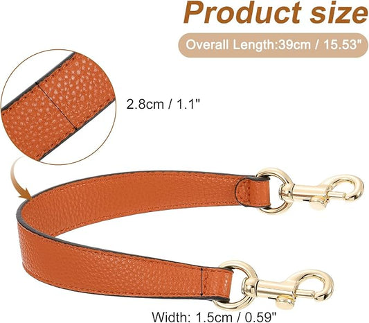uxcell 14.17 Inch PU Leather Short Bag Strap with Clasp, Purse Handles Handbags Replacement Straps for Clutch Bag Underarm Bags, Orange, Gold Buckle
