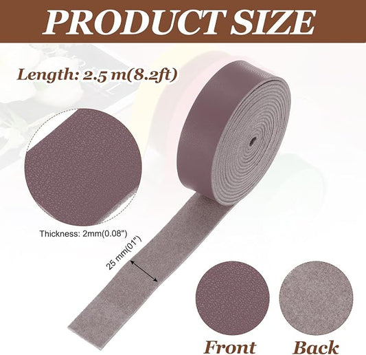 MECCANIXITY Faux Leather Strap, 1" Width x 98" Long Grained Leather Belt Strip Trim Roll for DIY Craft Projects, Pet Collars, Traction Ropes, Bag Straps, Hobby Workshop (Purple)