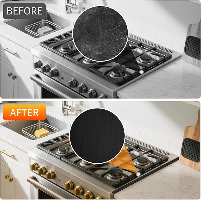 Stove Gap Covers Stainless Steel, 2 Pcs Stove Gap Filler, Heat Resistant and Easy to Clean, Retractable Length 13.8" to 27.5", Width 0.79",Black