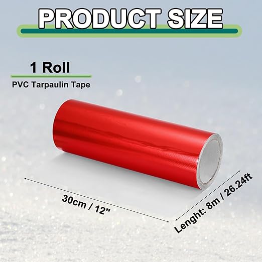 PATIKIL Awning Repair Tape 12" x 26ft Waterproof Canvas Tape High Adhesive Tear Repair Patch Kit for PVC Tarpaulin Tent Awning Fabric RV Sail Boat Cover, Red