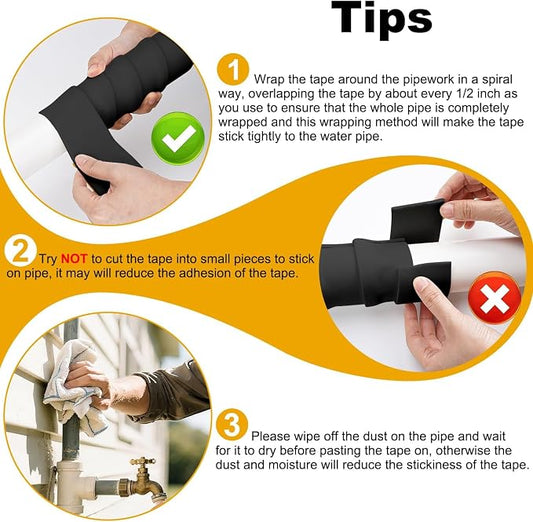DEMEDO Pipe Insulation Tape, Pipe Wrap Insulation Foam Tape Self Adhesive, Outdoor Water Pipe Insulation Roll for HVAC, AC Line Insulation, 5 inch x 16.5 FT Heat Tape for Water Pipe, Black