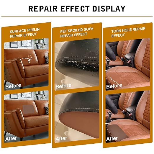 BSZHTECH Leather Repair Tape Self-Adhesive Leather Repair Patch for Couch Furniture Sofas Car Seats Advanced PU Vinyl Leather Repair Kit (RBrown, 3.9X79 inch)