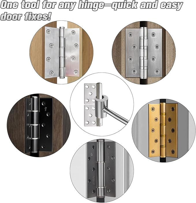 1 Pack Dual Size Door Hinge Adjustment Tool 23–25mm, Door Hinge Repair Tool, Door Gap Adjustment Tool, Door Adjustment Tool, Heavy Duty for Fixing Gaps in Fire, Cleanroom Safety Use (Silvery)