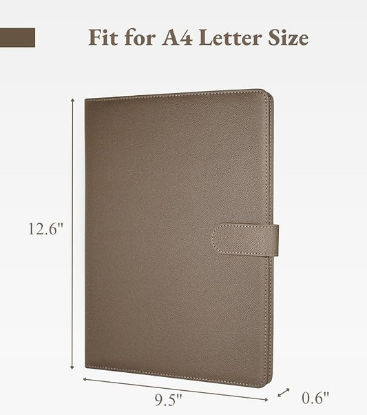 Zreal Padfolio Portfolio Binder with Clipboard & Card Holder, Faux Leather File Folder, Folio Resume Paper Organizer for A4 Letter Size Document, Legal Pad Holder for Women Man (Taupe)