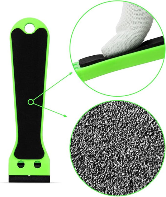 EHDIS 2pcs Plastic Razor Scraper 6-inch Long Handle Adhesive Remover Tool with 100 Double-Edge Blades for Window Tint Vinyl Scraper Decal Sticker Glue Remove (Neon-Green)