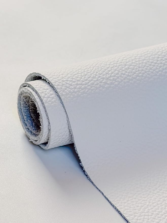 12'' x 24'' Genuine Full Grain Cowhide Leather Sheet — Soft Leather for Upholstery Repair, Handbags, Wallets, Sewing, Crafts, & DIY Projects — 1.1-1.3mm (3oz) Pre-Cut (White, 1 Piece)