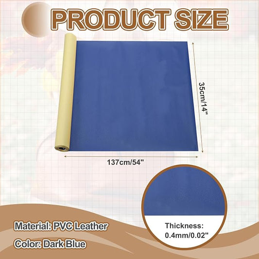 MECCANIXITY Leather Repair Patch 14"x54" Self-Adhesive Leather Vinyl Repair Tape Kit for Furniture Couches Sofa Chair Car Boat Seats Jackets, Dark Blue