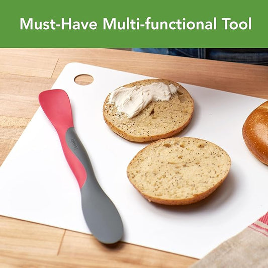 Tovolo Mini Scoop and Spread Tool for Kitchen Meal Prep Small Sandwich Spreader Spatula for Peanut Butter Jelly, Silicone BPA Free Dishwasher Safe Scooper Spreader, Charcoal Gray and Viva Magenta