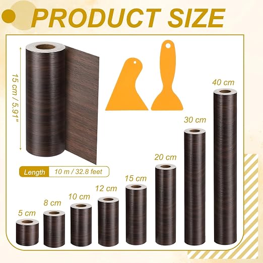 PATIKIL Wood Grain Repair Tape, 6" x 33' Self Adhesive Realistic Wood Tape with Scraper Durable Repair Patch for Furniture Floor Window Door Table DIY Home Decor, Black Walnut