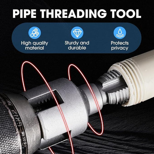 4 in 1 Water Pipe Wrench, 1/2'' 3/4'' 1'' PVC Pipe Threader Kit, Integrated Internal & External Pipe Threading Tool, 4 in 1 Water Pipe Threader Tool for Plumbing Projects Home Repairs (1/2"+3/4"+1")