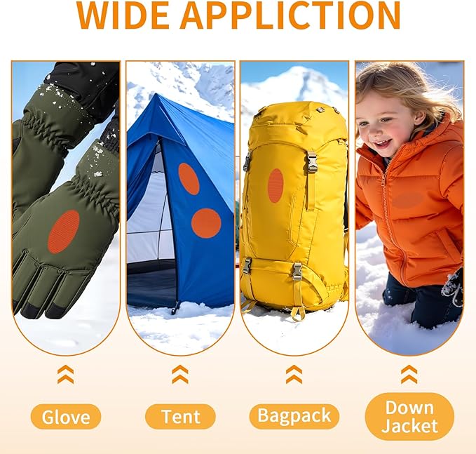 Waterproof Self-Adhesive Fabric Repair Tape - Tent Repair Kit,4pcs Nylon Fabric Patches for Jacket, Clothes, Puffer Down Jacket,Sleeping Bag, Outdoor Gear Tenacious Repairs Tape, Orange