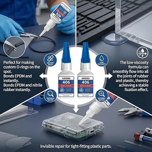 406 Instant Adhesive Super Glue Clear High Strength Rubber & Plastic Bonder 20g 12 Pack