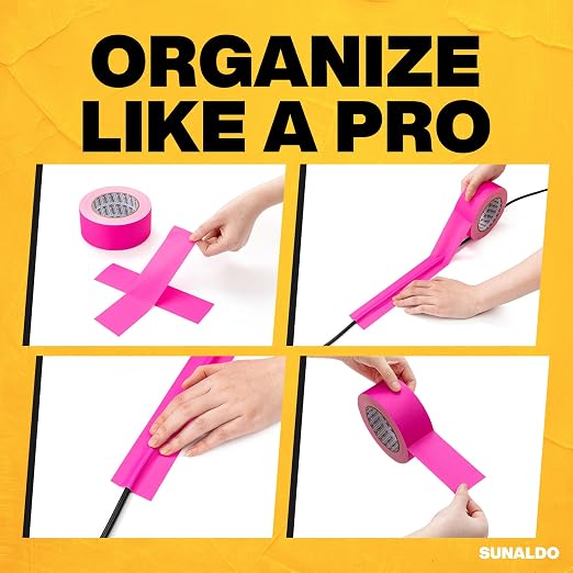 Gaffers Tape Heavy Duty, Easy to Rip, Residue-Free Professional Grade Floor Tape for Electrical Cords, Matte Finish Non Reflective, Weather Resistant (1, Pink, 2" x 30 Yards)
