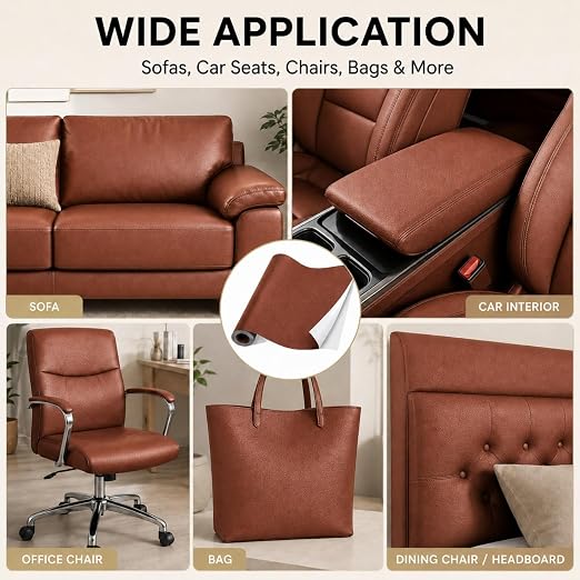 Self Adhesive Leather Repair Patch 24x54 Inch Sofa Car Seat Strong Adhesive | YAWQIRV Strong Self Adhesive Patch, Leather Repair Kit and Vinyl Repair Kit for Sofa, Waterproof, Scratch Fix, Durable, Brown