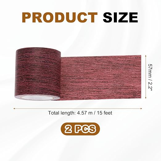 uxcell 2 Pcs Wood Grain Repair Tape, 2.2" x 15ft Self Adhesive Wood Grain Colored Duct Tape Waterproof Repair Patch for Furniture Floor Scratch Fix, Baseboards, DIY Decor, Dark Mahogany