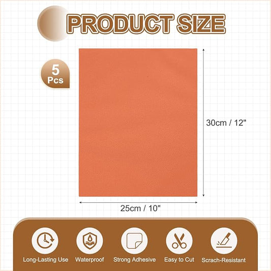 MECCANIXITY 3 Pcs Leather Repair Patch 10"x12" Self-Adhesive Leather Vinyl Repair Tape Kit for Furniture Couches Sofa Chair Car Boat Seats Jackets, Orange