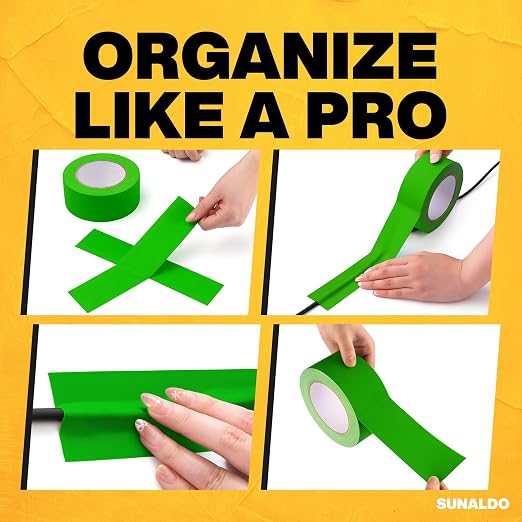 Gaffers Tape Heavy Duty, Easy to Rip, Residue-Free Professional Grade Floor Tape for Electrical Cords, Matte Finish Non Reflective, Weather Resistant (1, Green, 2" x 30 Yards)