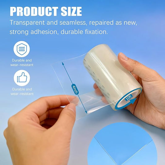 GAQWOK Waterproof Repair Tape for Fabric, Vinyl Siding Repair Kit, Screen Repair Tape, Air Mattress Patch Kit, Heavy Duty Clear Multipurpose Outdoor Patch, Tent and Boat Cover(4 inches x 10 feet)