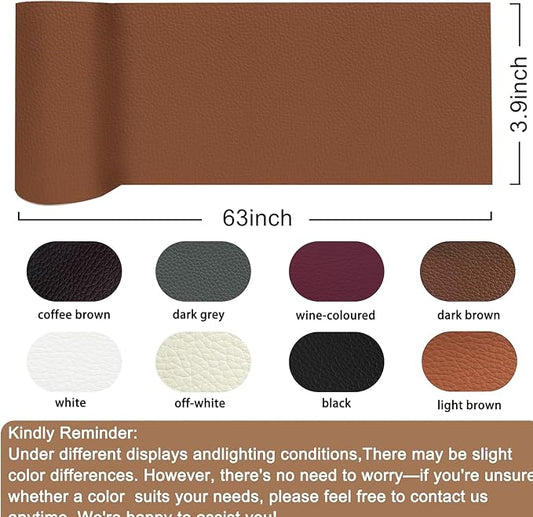 Leather Repair Patch Tape,3.9 x 63 Inches Self Adhesive Leather Patches for Furniture,Vinyl Repair Kit for Car Seat,Couches,Sofas,Office Chairs,Light Brown