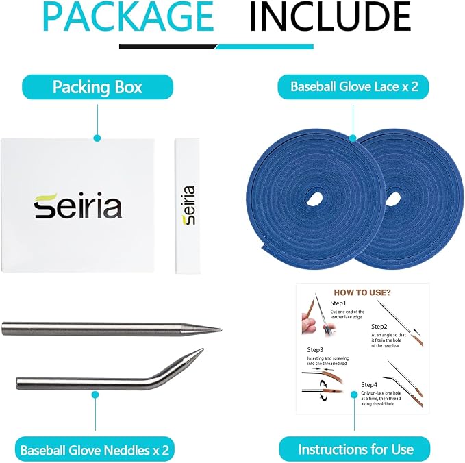 Baseball Glove Lace, Mitt Lace Repair Kit Softball 2 Leather Laces and 2 Lacing Needles for Catcher's Glove