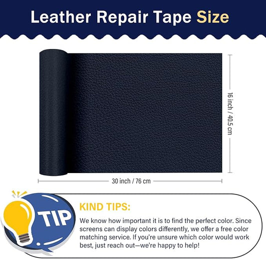 Zenyao Leather Repair Patch for Furniture - Self Adhesive Leather Repair Tape Kit, Vinyl Repair Patch, Ideal for Car Seats Couch Sofa Office Chair, 16x30 Inch, Navy Blue