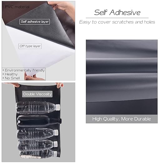 Leather Repair Patch 17X158 inch Large Self-Adhesive Leather Repair Tape, Reupholster Leather Patches for Furniture Couch Chairs Car Seat (Grey, 17x158 inch)