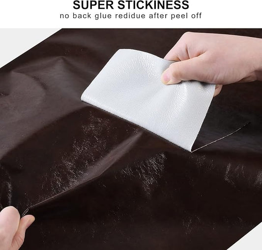 YAFLC Leather Repair Patch for Furniture, 4" x 63" Self Adhesive Leather Repair Kit Vinyl Repair Tape for Car Seat Sofa Jackets Couches Chair Glossy Coffee